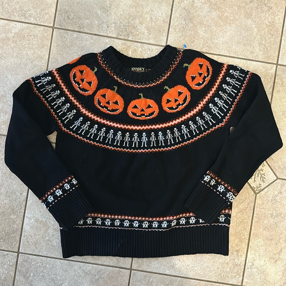 Kiel James Patrick Black and Orange Halloween Sweater